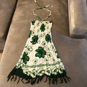green and white sundress/ cover up